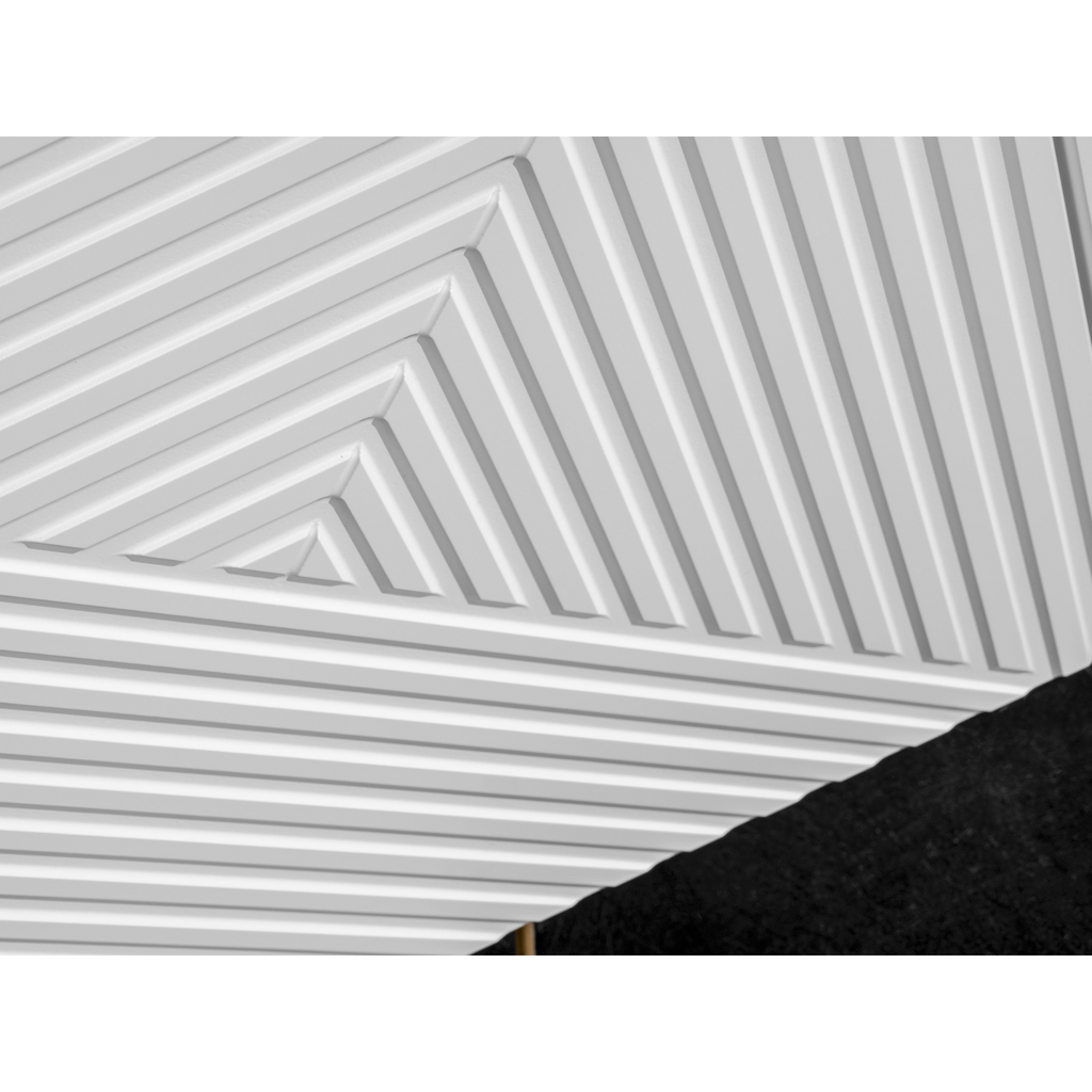 PIRÁMIDE - Aparador con frentes/puertas de MDF fresado en 3D - Blanco mate