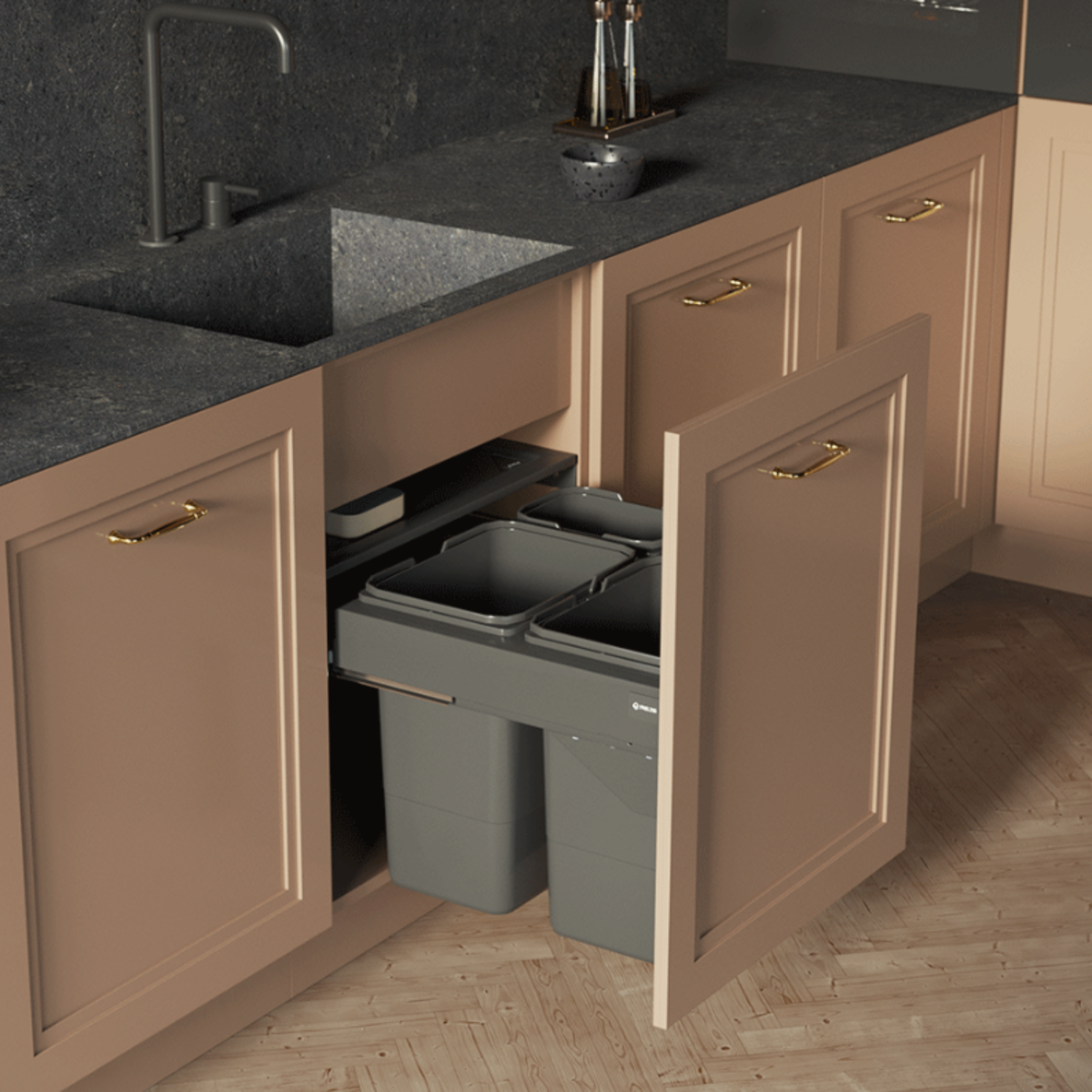 Cubo de reciclaje con cierre suave - 2x15 l + 2x7 l o 2x20 l + 2x9 l - mueble de 60 cm