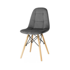 FABRIZIO - Silla de comedor / oficina de terciopelo acolchado con patas de madera - Gris Oscuro