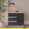 MIKEL - Cómoda de 3 cajones y 1 puerta - Gabinete de almacenamiento para dormitorio - Hormigón / Antracita A75cm A80cm P35cm