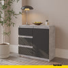 MIKEL - Cómoda de 3 cajones y 1 puerta - Gabinete de almacenamiento para dormitorio - Hormigón / Antracita A75cm A80cm P35cm