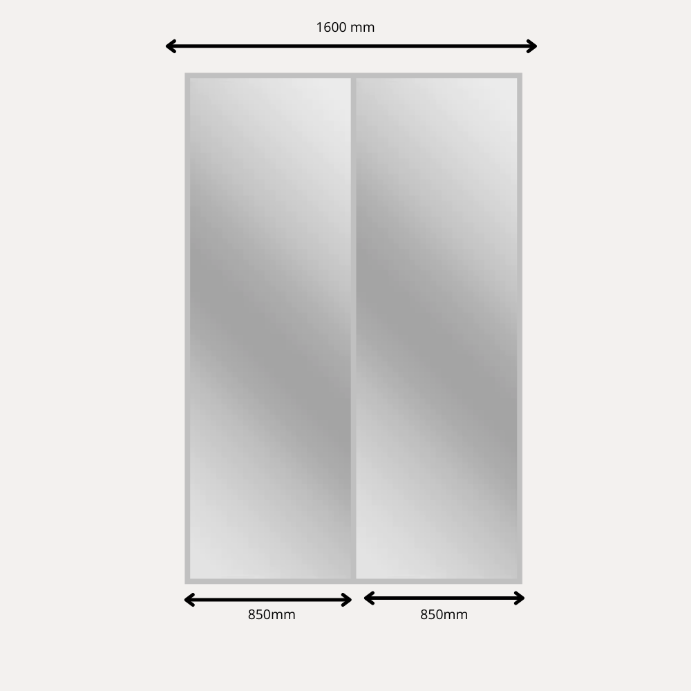 2x Puertas correderas de armario - H: hasta 2500mm W: 1600mm - Espejo
