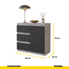 MIKEL - Cómoda de 3 cajones y 1 puerta - Gabinete de almacenamiento para dormitorio - Hormigón / Antracita A75cm A80cm P35cm