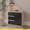 MIKEL - Cómoda de 3 cajones y 1 puerta - Armario de almacenamiento para el dormitorio - Aparador - Hormigón / Negro Brillante - A75cm A80cm P35cm