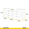 GABRIEL - Cómoda de 14 cajones (4+6+4) - Armario de almacenamiento para el dormitorio - Aparador - Roble Wotan / Blanco Brillante A92cm A220cm P33cm