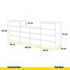 GABRIEL - Cómoda de 14 cajones (4+6+4) - Armario de almacenamiento para el dormitorio - Blanco Mate / Negro Brillante A92cm A220cm P33cm
