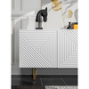 PIRÁMIDE - Aparador con frentes/puertas de MDF fresado en 3D - Blanco mate