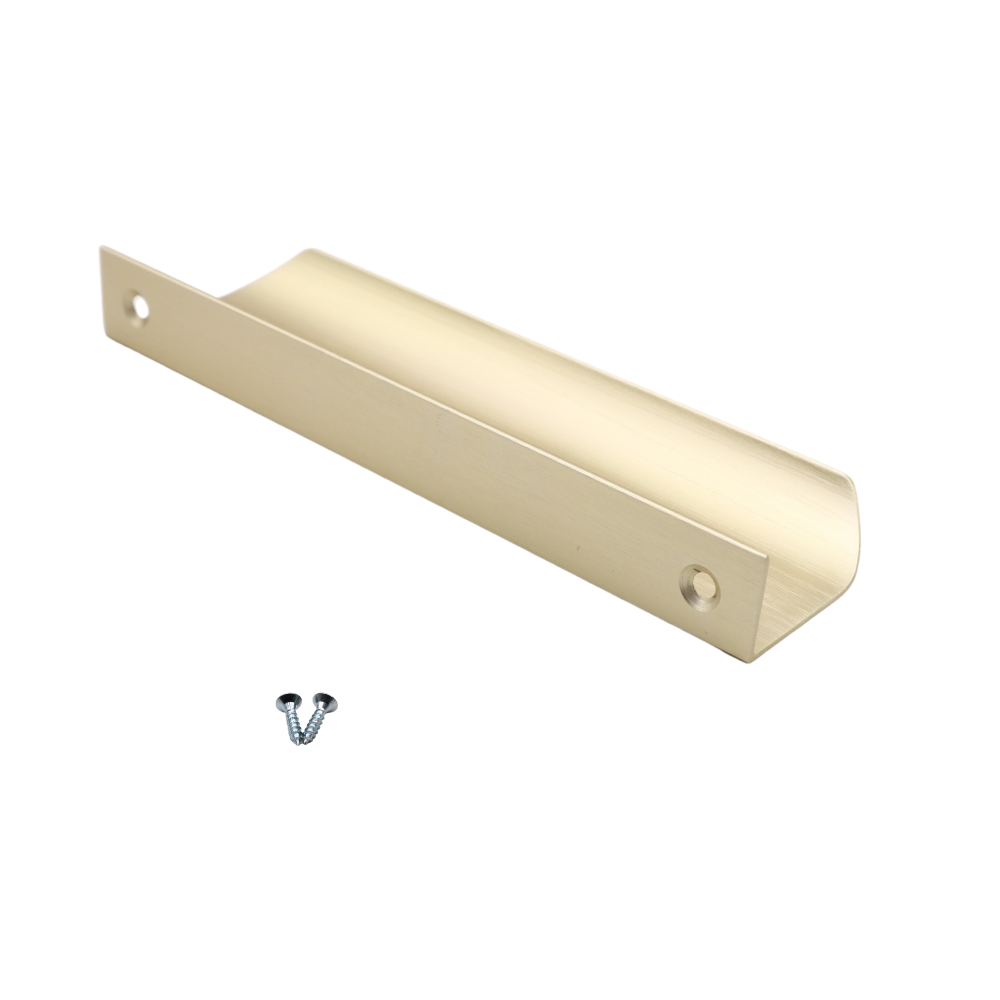 Mango de perfil redondo con agarre en el borde de 128 mm (longitud total de 148 mm) - Dorado mate (4) – Furnica
