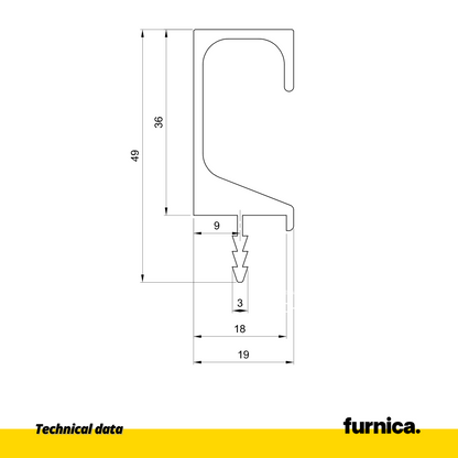 Perfil empotrado T18 / 350 cm - Inox Anoda (2) – Furnica