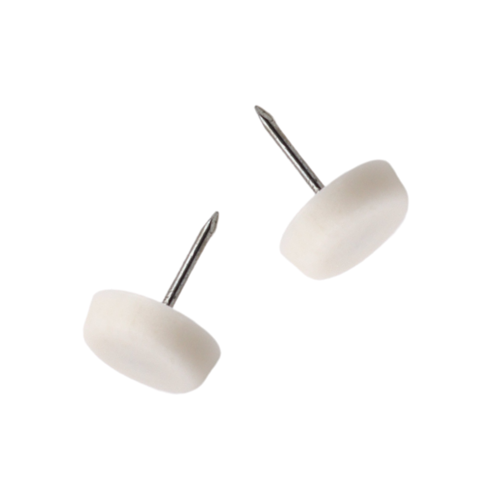 Deslizadores de plástico para muebles Ø15mm con clavo - Blanco - 50 unidades – Furnica