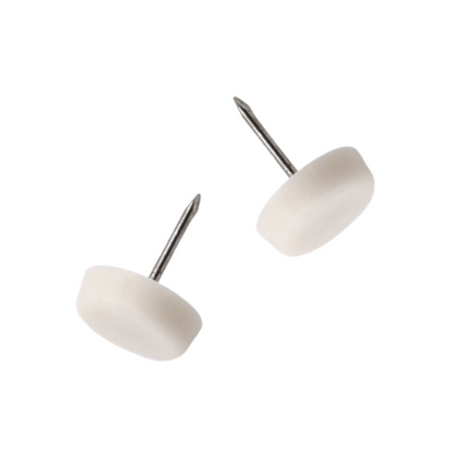 Deslizadores de plástico para muebles Ø15mm con clavo - Blanco - 50 unidades – Furnica
