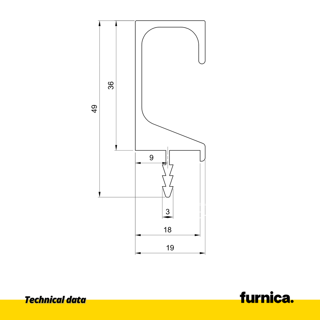 Perfil empotrado T18 / 350 cm - Aluminio Anodizado