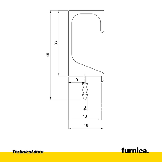 Perfil empotrado T18 / 350 cm - Cromo Anodizado (2) – Furnica