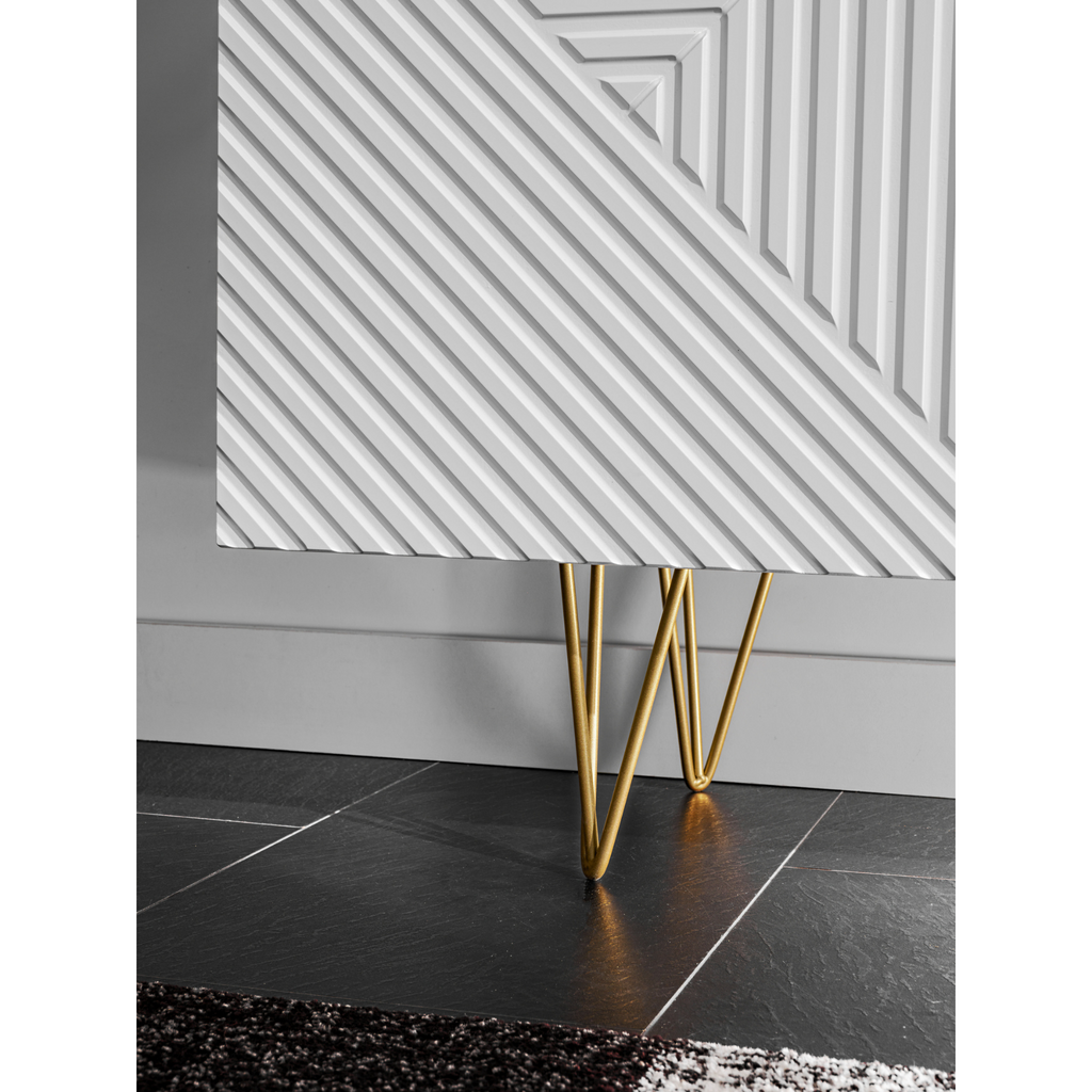 PIRÁMIDE - Aparador con frentes/puertas de MDF fresado en 3D - Blanco mate