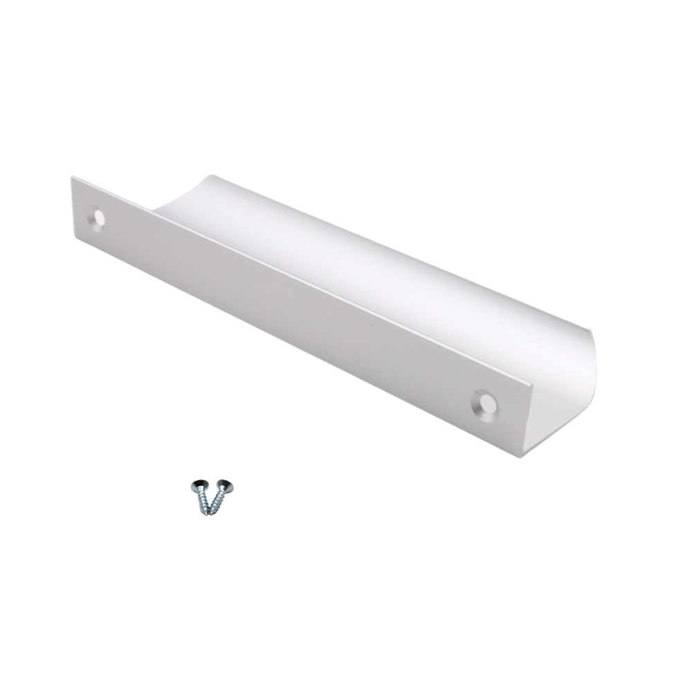 Mango de perfil redondo con agarre en el borde de 128 mm (longitud total de 148 mm) - Aluminio