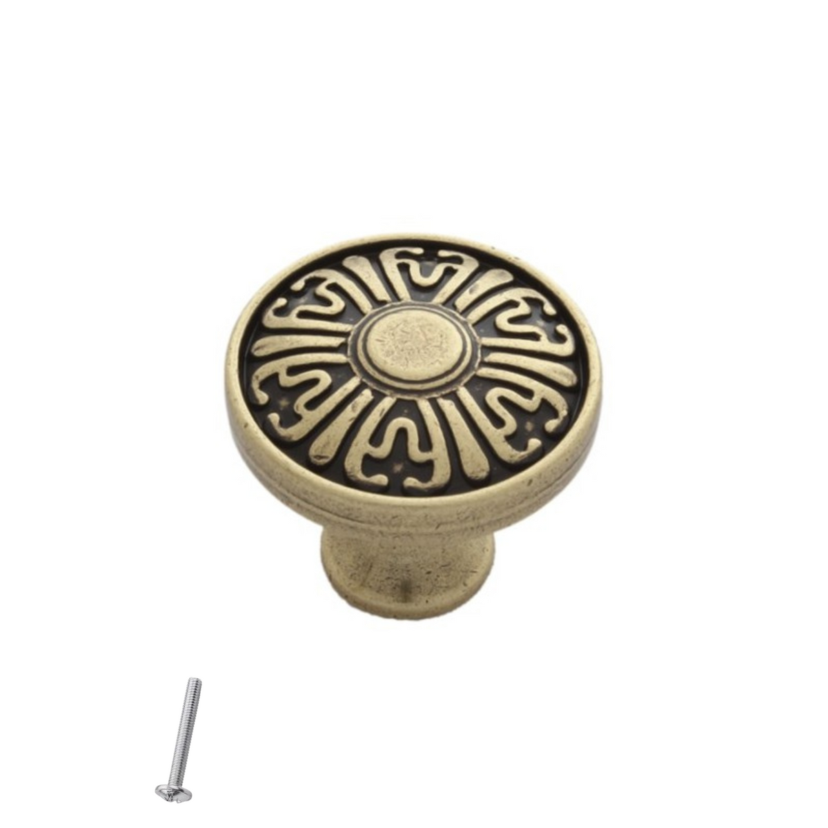 Perilla de gabinete vintage - Ø31mm - latón antiguo – Furnica