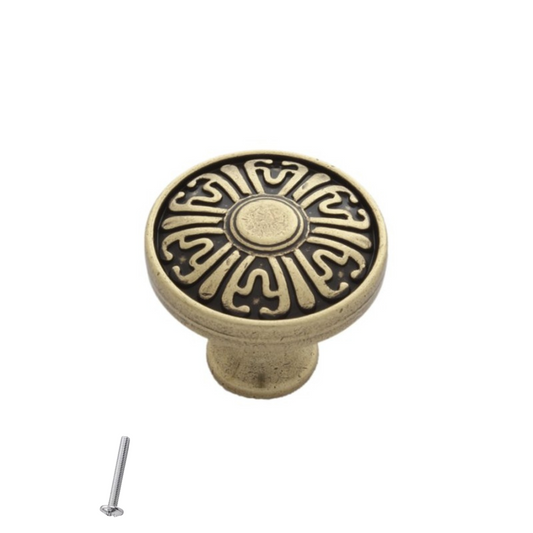 Perilla de gabinete vintage - Ø31mm - latón antiguo – Furnica