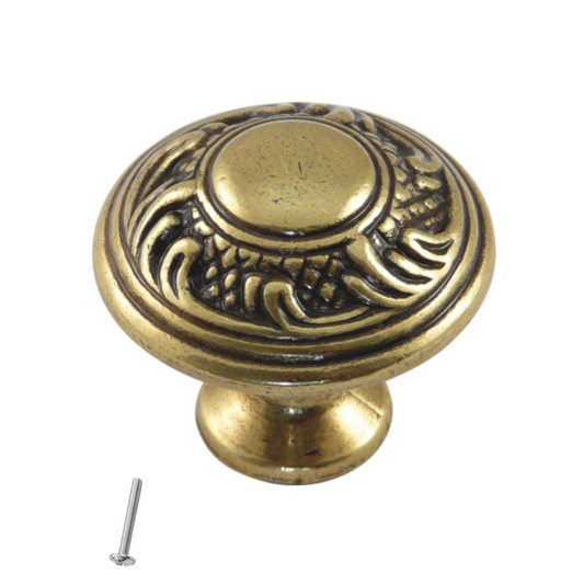 Perilla de gabinete vintage - Ø28mm - latón antiguo – Furnica