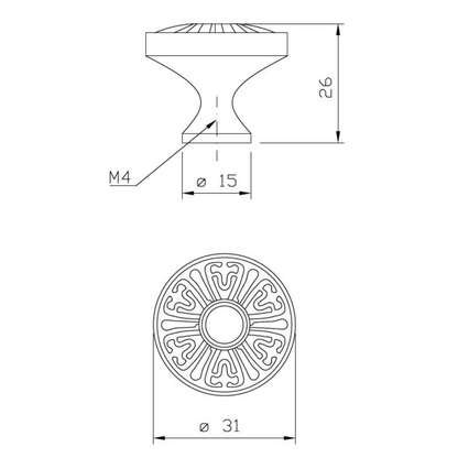 Perilla de gabinete vintage - Ø31mm - latón antiguo (2) – Furnica