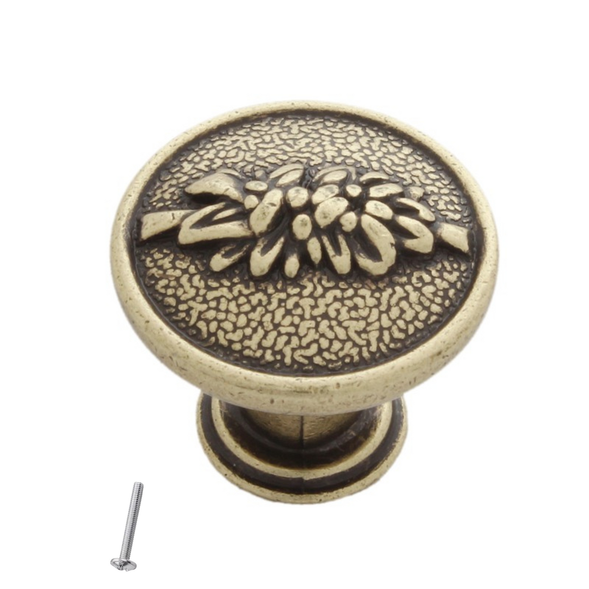 Perilla de gabinete vintage - Ø27mm - Patrón de ramas - Latón antiguo – Furnica