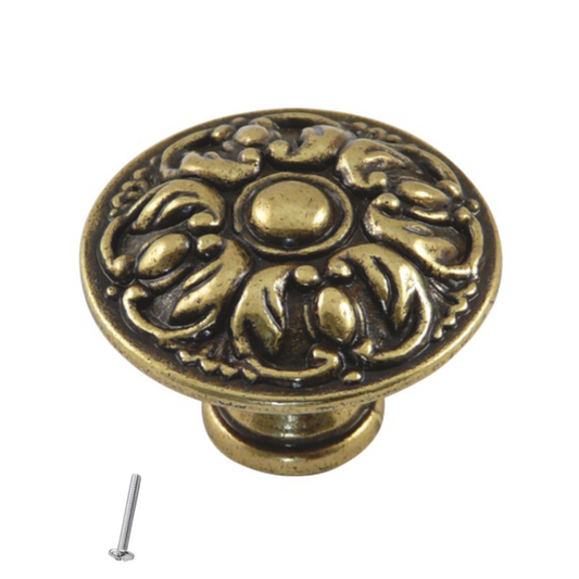 Perilla de gabinete vintage - Ø29mm - latón antiguo – Furnica