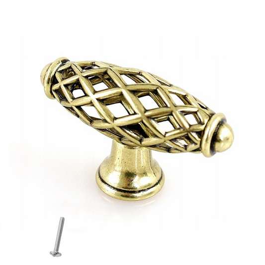 Perilla de gabinete vintage - Forma de jaula de pájaros - Ø20mm - Latón antiguo – Furnica