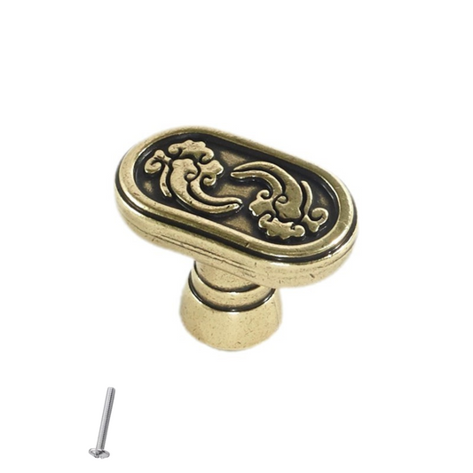 Perilla de gabinete vintage - Forma de cápsula - 34mm x 20mm - Latón antiguo – Furnica