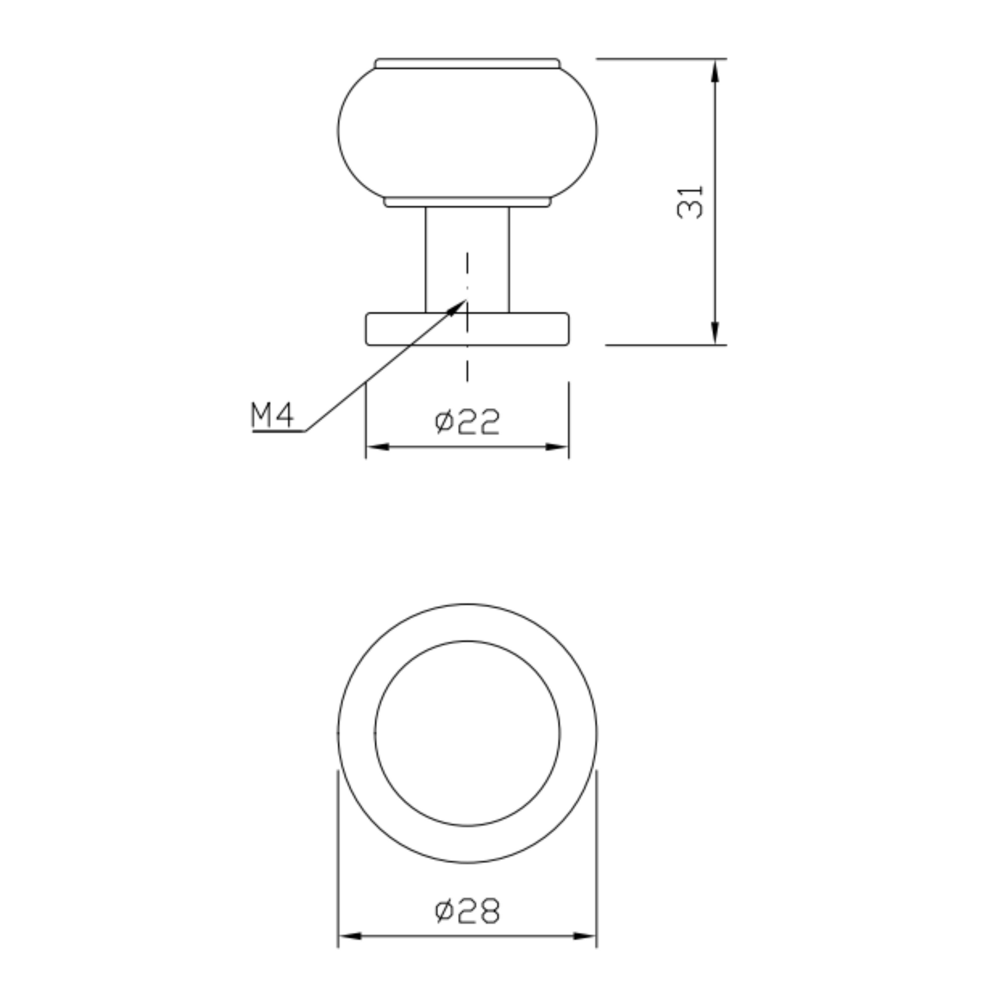 Perilla de gabinete vintage - Ø28mm - Negro (2) – Furnica