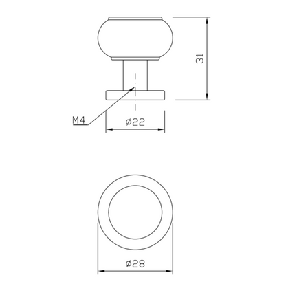 Perilla de gabinete vintage - Ø28mm - Negro (2) – Furnica