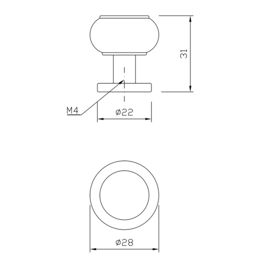 Perilla de gabinete vintage - Ø28mm - Negro (2) – Furnica