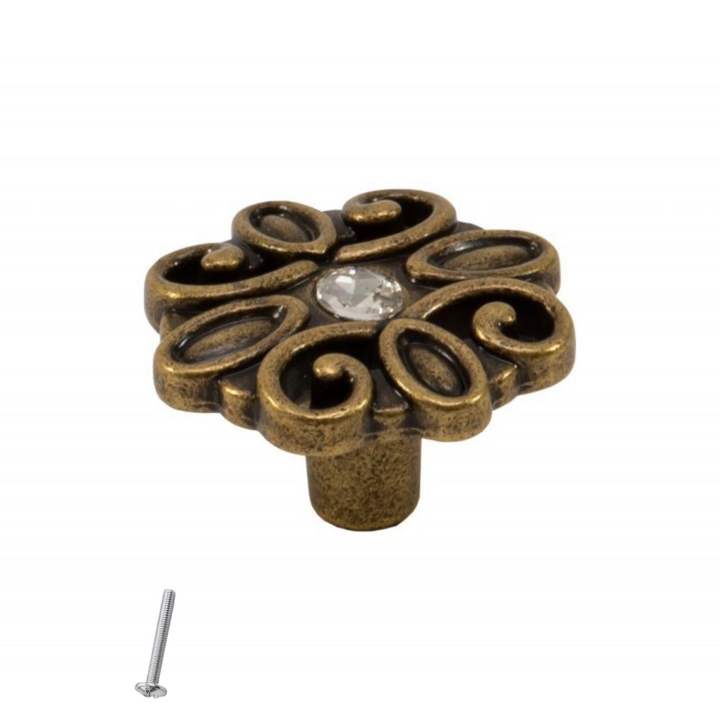 Pomo de armario vintage - Forma de flor - 36mm x 45mm - Latón antiguo – Furnica