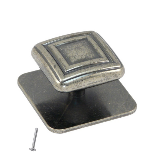 Perilla de gabinete vintage - 35mm x 35mm - Plateado antiguo – Furnica