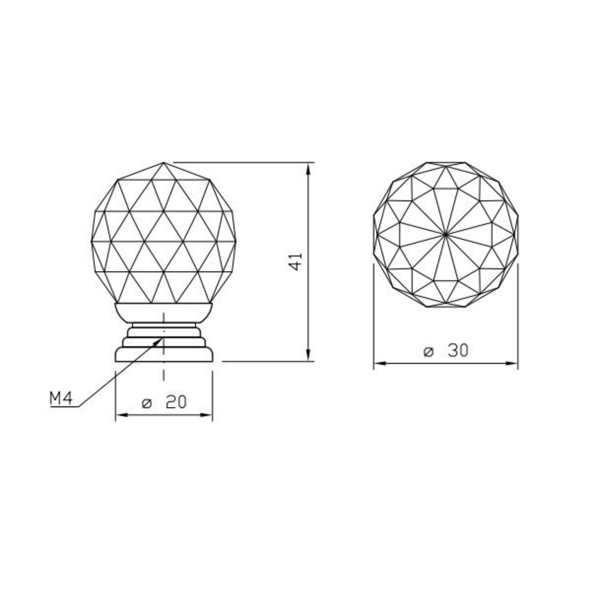 Pomo redondo de cristal negro con efecto de vidrio - Ø30mm - Cromo (2) – Furnica