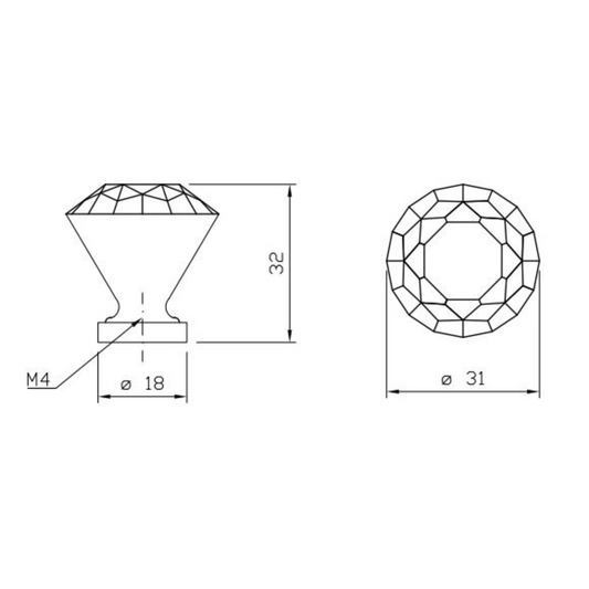 Perilla de gabinete con efecto de vidrio de cristal - Ø30mm - Cromo (2) – Furnica