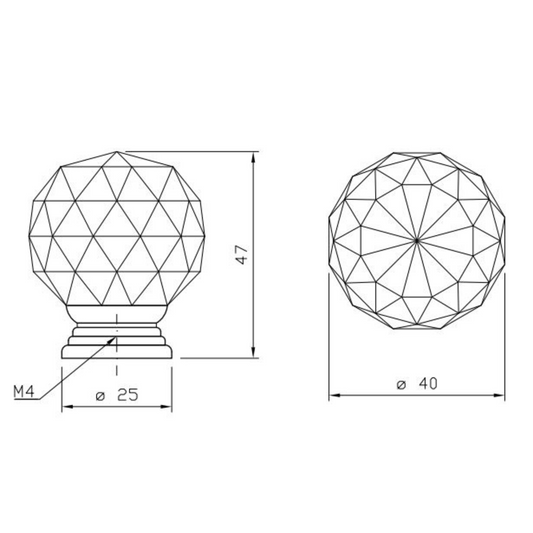 Perilla redonda de cristal negro con efecto de vidrio para gabinetes - Ø40mm - Cromo (2) – Furnica