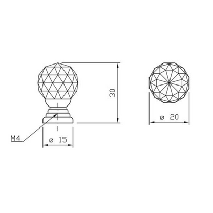 Perilla redonda de cristal con efecto de vidrio - Ø20mm - Cromo (2) – Furnica