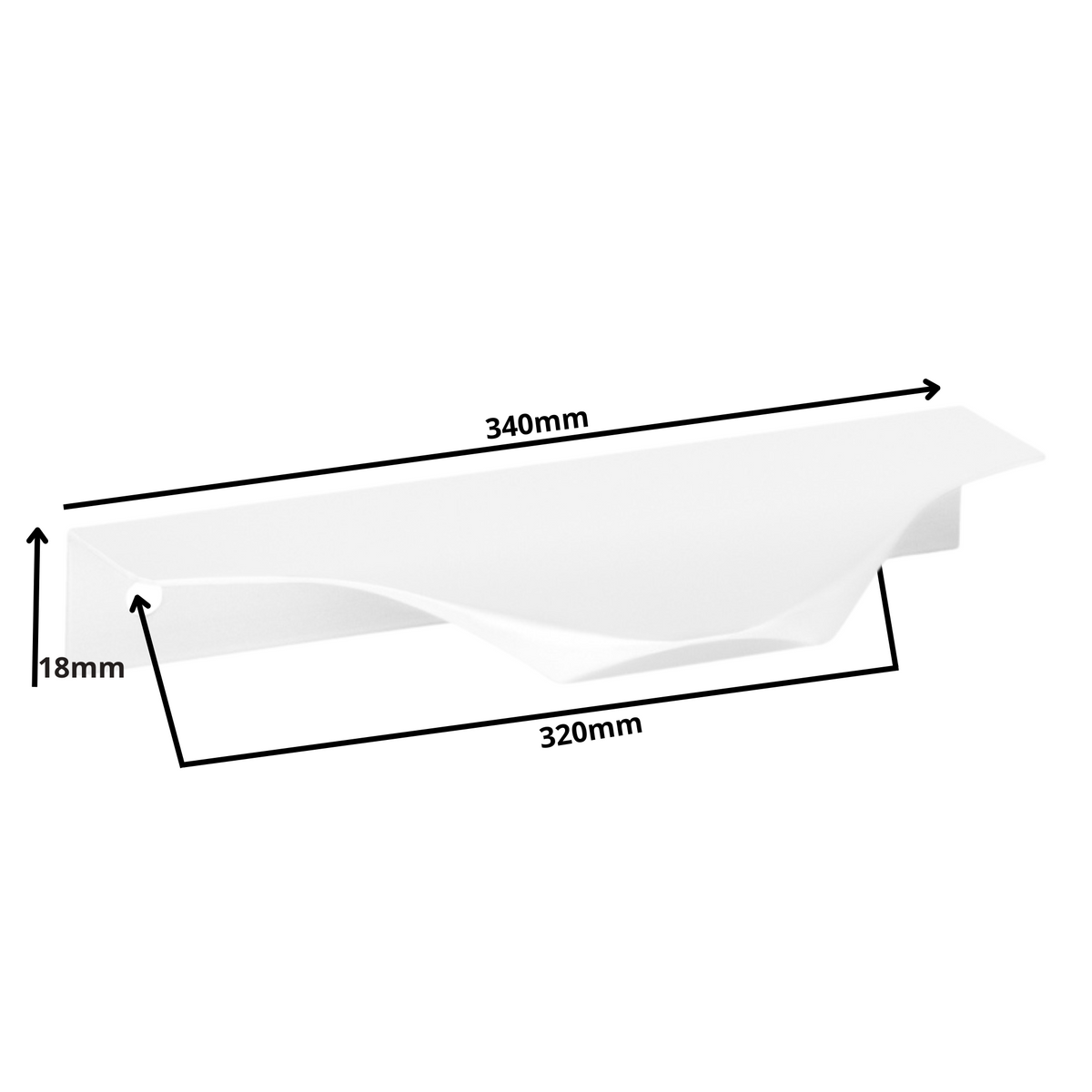 Mango de perfil redondo Edge Grip UA04 de 320 mm (longitud total de 340 mm) - Blanco