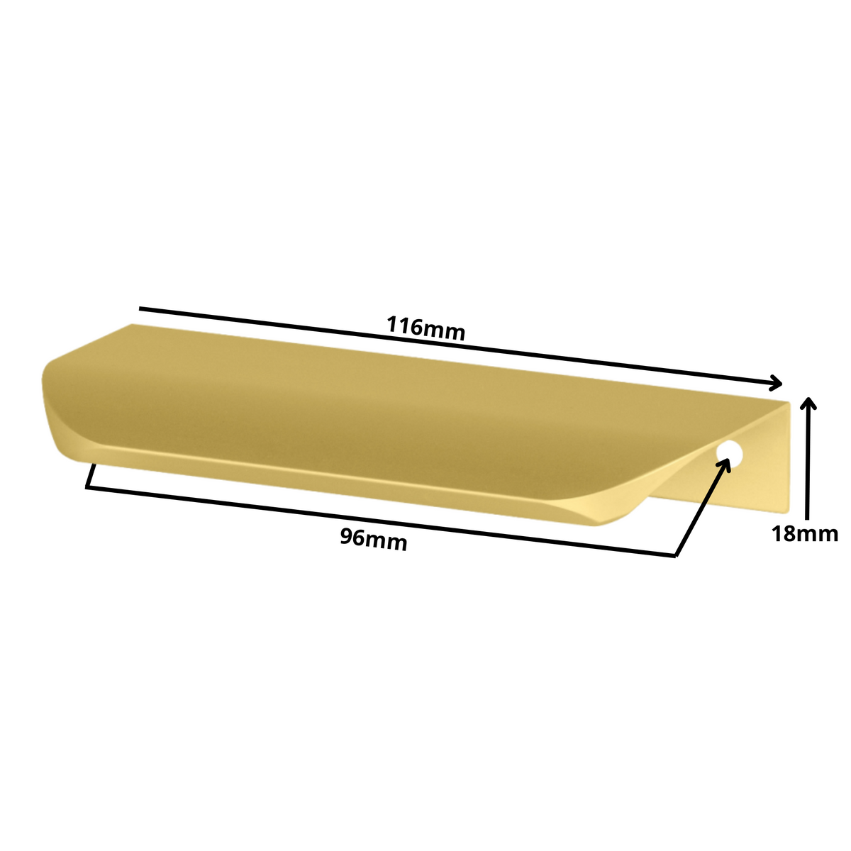 Mango de perfil redondo Edge Grip UA02 de 96 mm (longitud total de 116 mm) - Oro