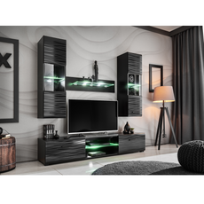 Unidad de pared BLADE MINI - Conjunto de muebles de salón - Negro Mate / Sahara 3D