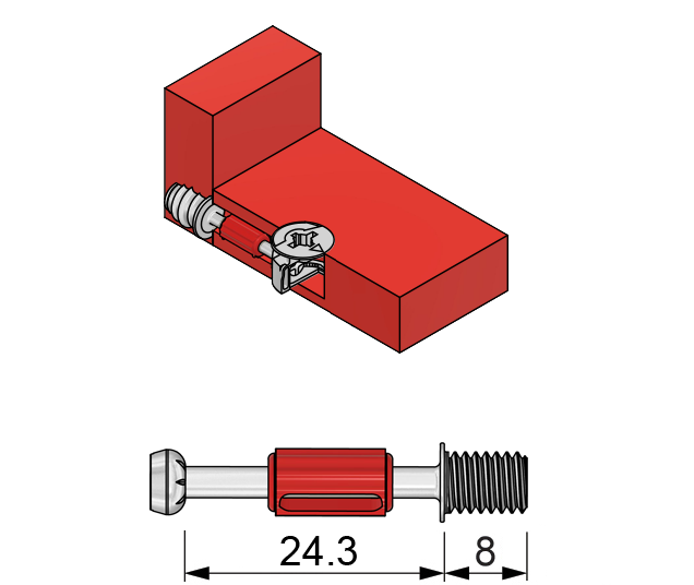 Pasador de espiga de 28 mm con rosca M6 - 1 pieza