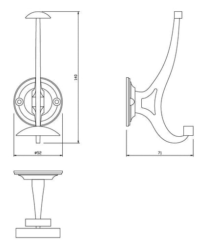 Doble gancho para sombrero y abrigo - 140mm - Negro (2) – Furnica