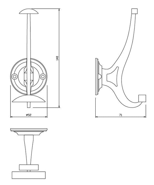 Doble gancho para sombrero y abrigo - 140mm - Negro (2) – Furnica