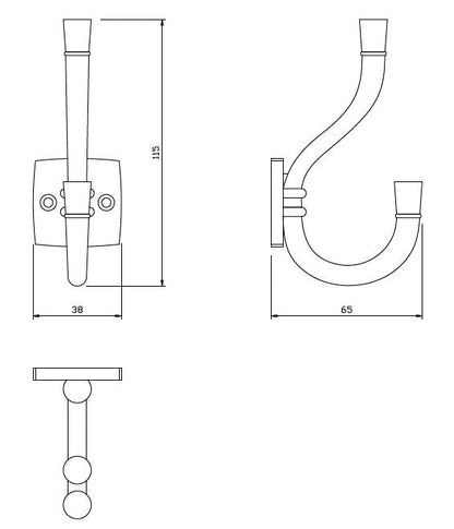 Doble gancho para sombrero y abrigo - 115mm - Cromo (2) – Furnica