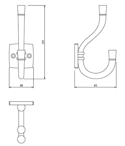 Doble gancho para sombrero y abrigo - 115mm - Satinado (2) – Furnica