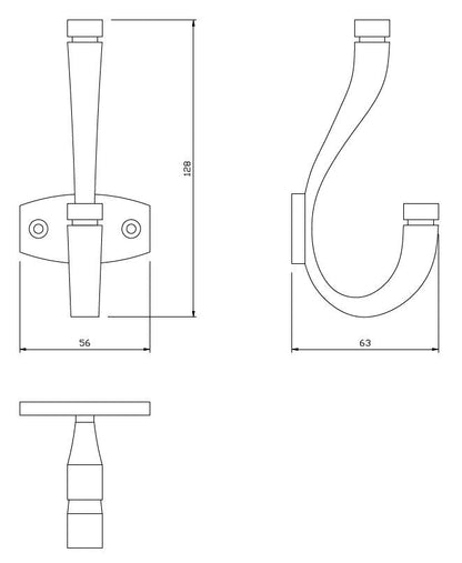 Doble gancho para sombrero y abrigo - 128mm - Cromo (2) – Furnica