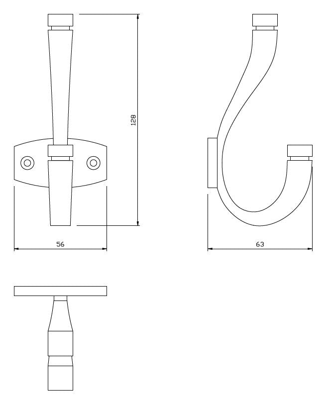 Doble gancho para sombrero y abrigo - 128mm - Satinado
