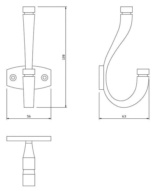 Doble gancho para sombrero y abrigo - 128mm - Acero cepillado (2) – Furnica