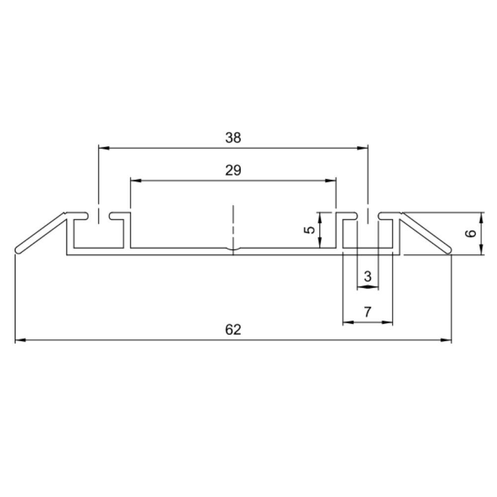 Doble fondo de aluminio para riel de 560 cm - Anodizado plateado