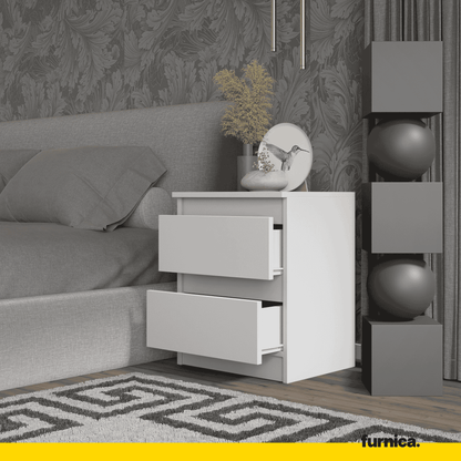 GABRIEL BIG - Set de 2 mesitas de noche con 2 cajones - Blanco Mate - A50cm A41cm P33cm (3)