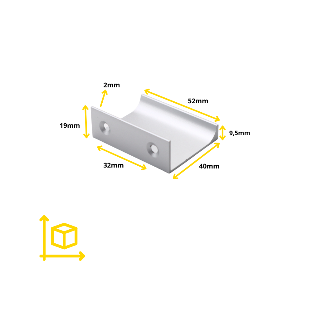 Mango de perfil de agarre Edge de 32 mm (52 mm de longitud total) - Aluminio (4) – Furnica